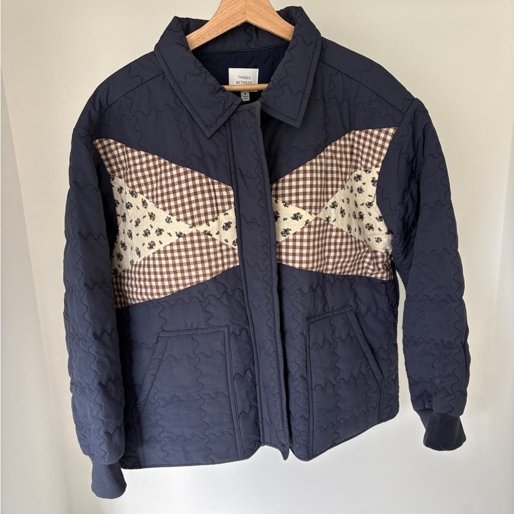 Things Between Navy Quilted Jacket Medium - image 1